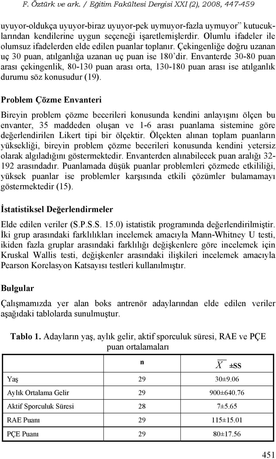 Envanterde 30-80 puan arası çekingenlik, 80-130 puan arası orta, 130-180 puan arası ise atılganlık durumu söz konusudur (19).