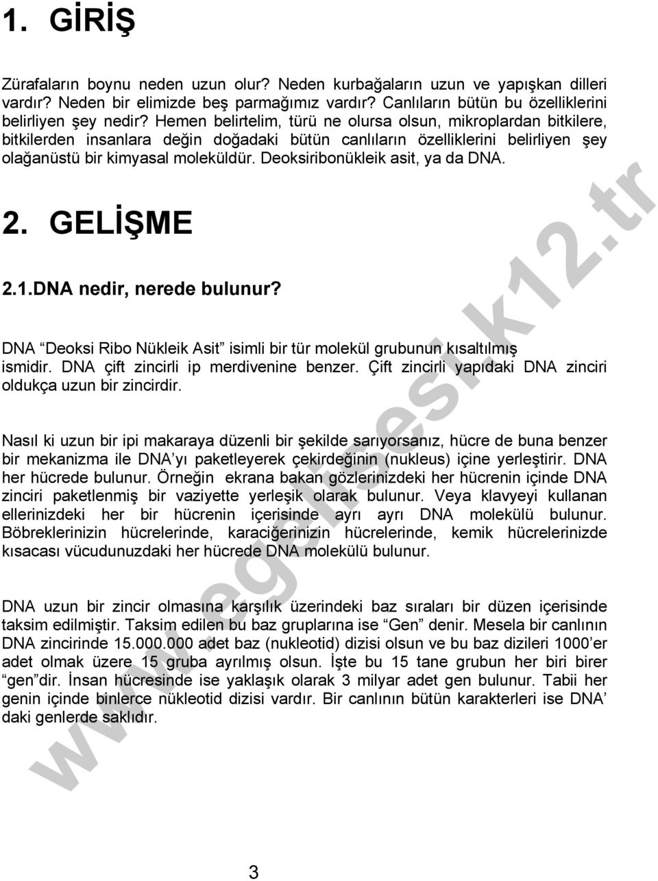 Deoksiribonükleik asit, ya da DNA. 2. GELİŞME 2.1.DNA nedir, nerede bulunur? DNA Deoksi Ribo Nükleik Asit isimli bir tür molekül grubunun kısaltılmış ismidir. DNA çift zincirli ip merdivenine benzer.