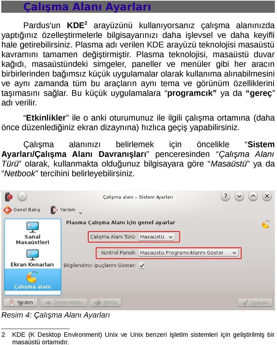 Plasma teknolojisi, masaüstü duvar kağıdı, masaüstündeki simgeler, paneller ve menüler gibi her aracın birbirlerinden bağımsız küçük uygulamalar olarak kullanıma alınabilmesini ve aynı zamanda tüm bu