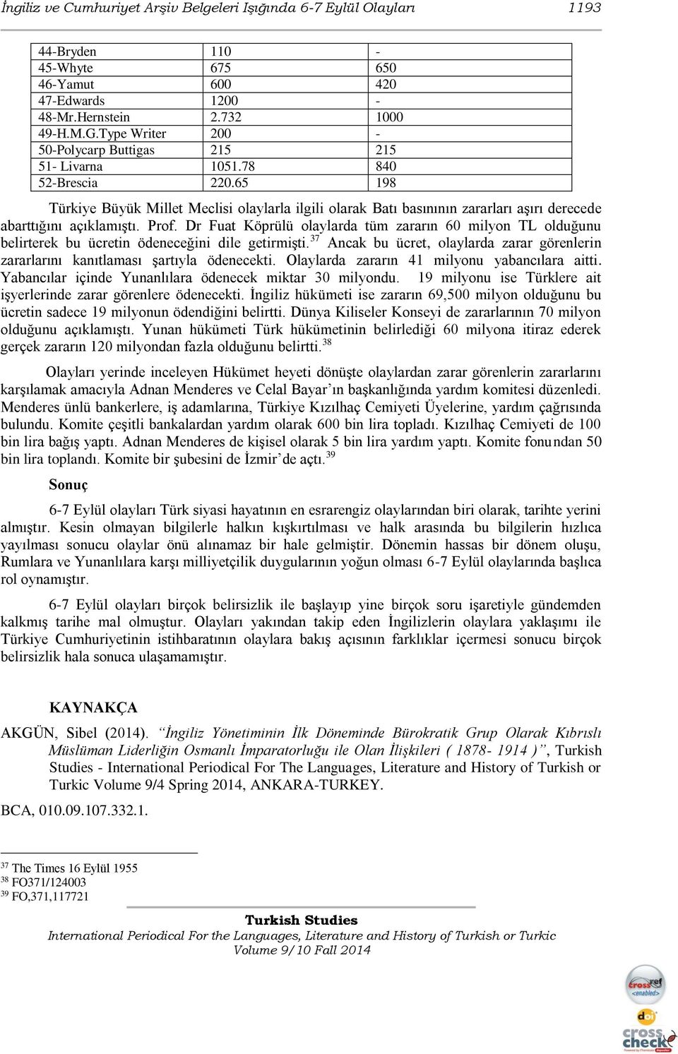 65 198 Türkiye Büyük Millet Meclisi olaylarla ilgili olarak Batı basınının zararları aşırı derecede abarttığını açıklamıştı. Prof.