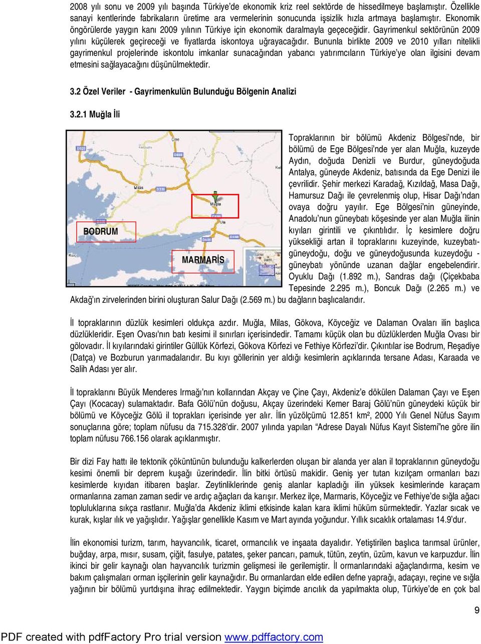 Ekonomik öngörülerde yaygın kanı 2009 yılının Türkiye için ekonomik daralmayla geçeceğidir. Gayrimenkul sektörünün 2009 yılını küçülerek geçireceği ve fiyatlarda iskontoya uğrayacağıdır.