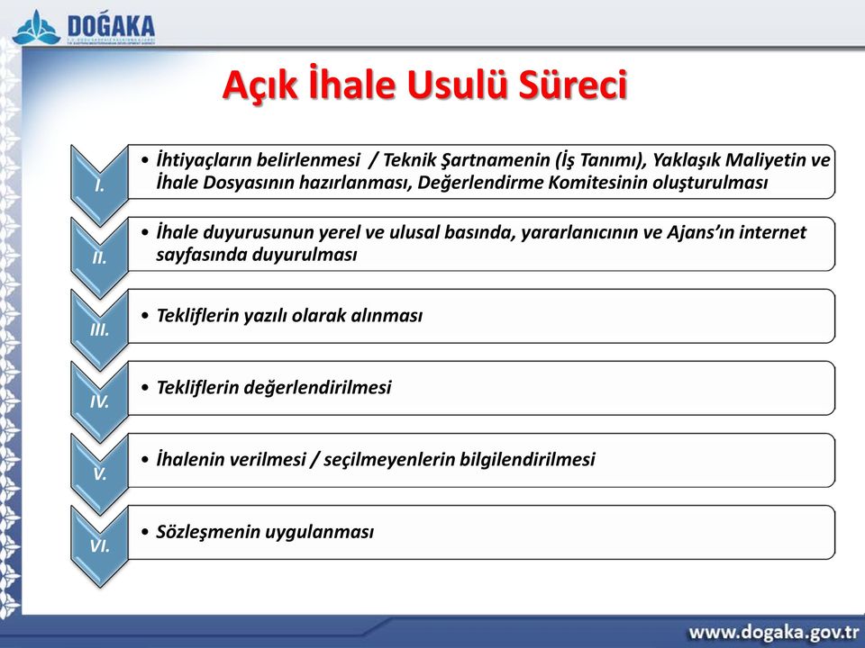 hazırlanması, Değerlendirme Komitesinin oluşturulması İhale duyurusunun yerel ve ulusal basında, yararlanıcının