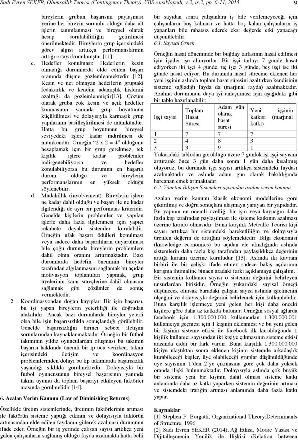 Bireylerin grup içerisindeki görev algısı arttıkça performanslarının arttığı ortaya konulmuştur [11]. c.