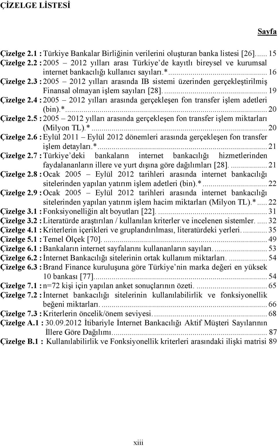 3 : 2005 2012 yılları arasında IB sistemi üzerinden gerçekleştirilmiş Finansal olmayan işlem sayıları [28].... 19 Çizelge 2.