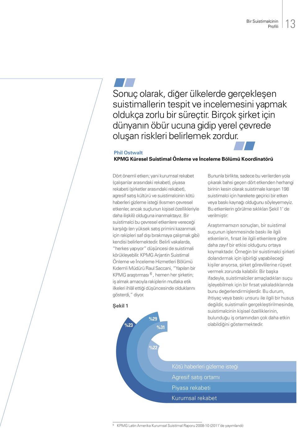 Phil Ostwalt KPMG Küresel Suistimal Önleme ve İnceleme Bölümü Koordinatörü Dört önemli etken; yani kurumsal rekabet (çalışanlar arasındaki rekabet), piyasa rekabeti (şirketler arasındaki rekabet),