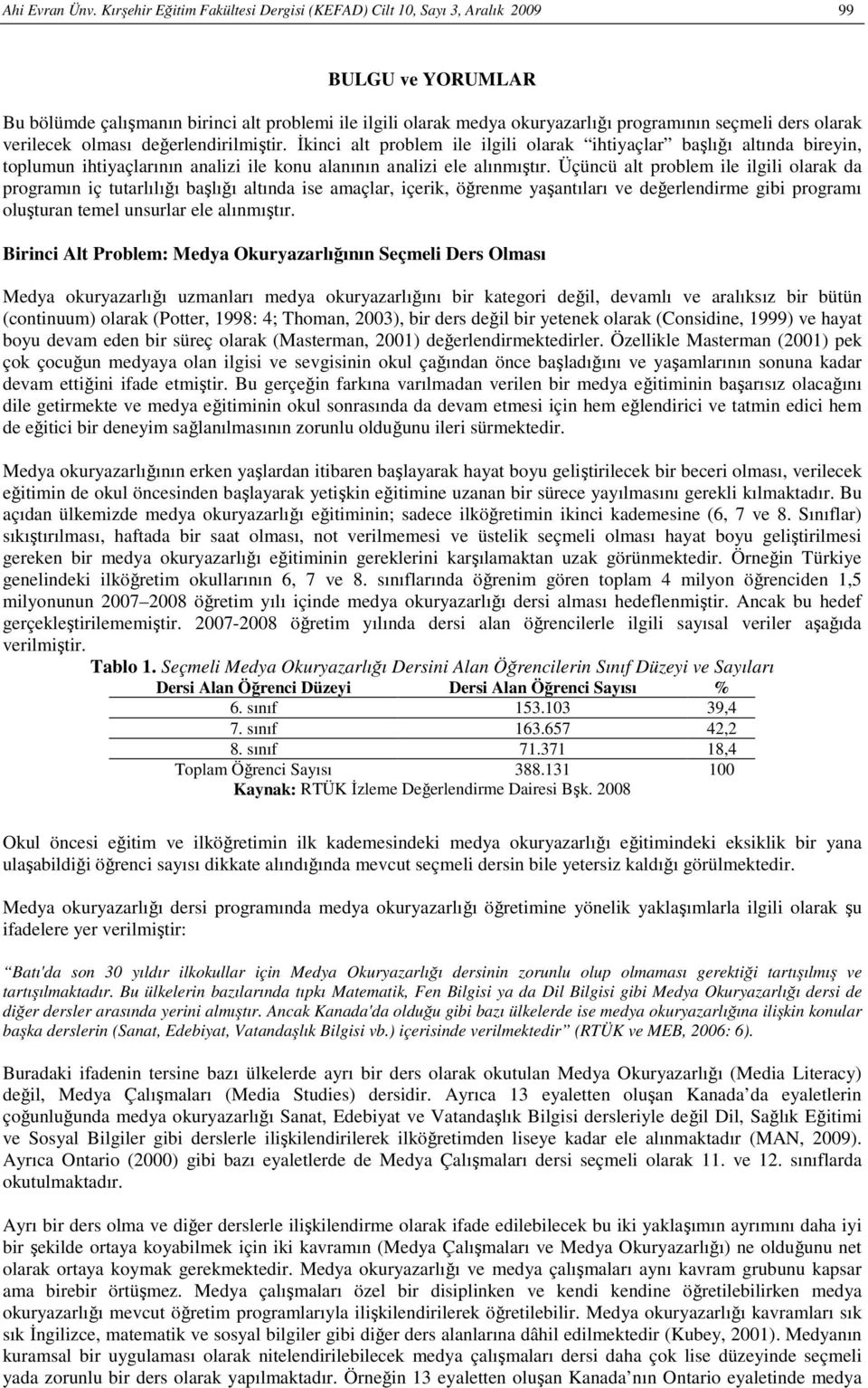 olarak verilecek olması değerlendirilmiştir. Đkinci alt problem ile ilgili olarak ihtiyaçlar başlığı altında bireyin, toplumun ihtiyaçlarının analizi ile konu alanının analizi ele alınmıştır.