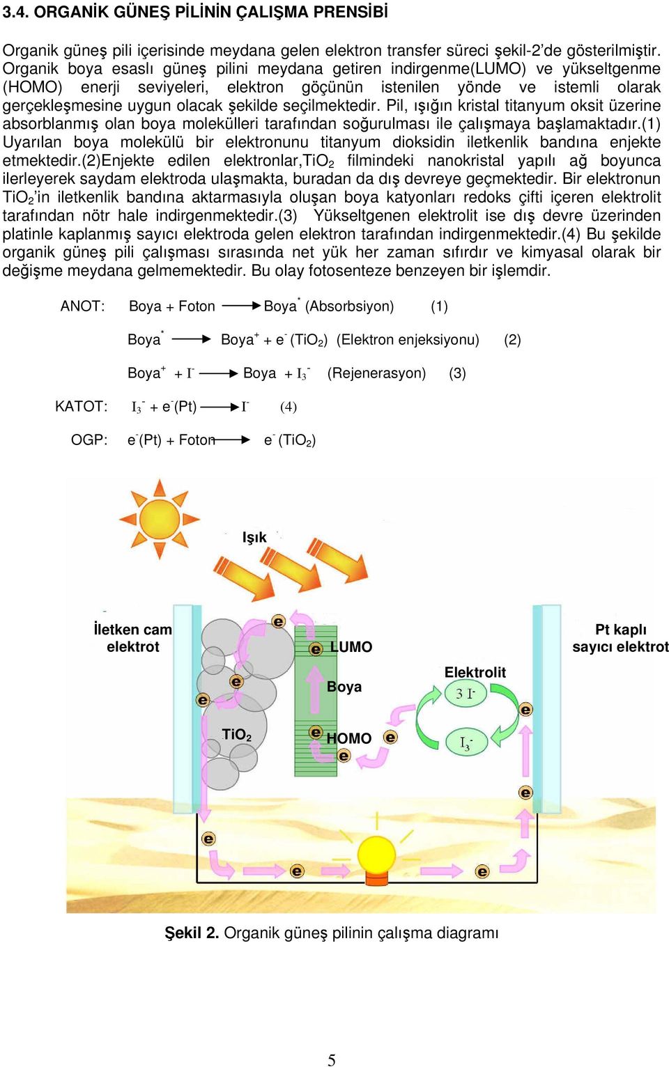 seçilmektedir. Pil, ışığın kristal titanyum oksit üzerine absorblanmış olan boya molekülleri tarafından soğurulması ile çalışmaya başlamaktadır.