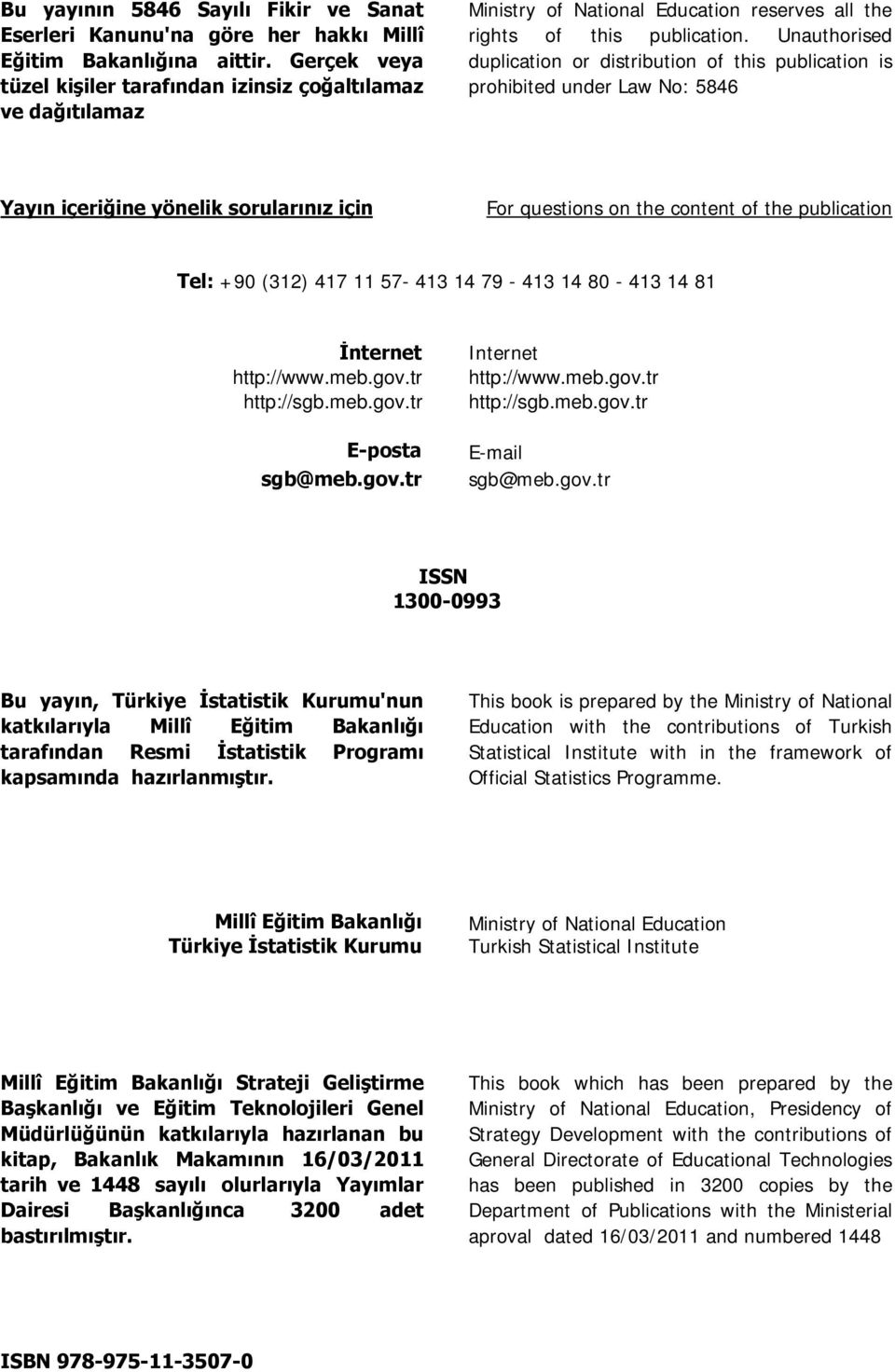 Unauthorised duplication or distribution of this publication is prohibited under Law No: 5846 Yayın içeriğine yönelik sorularınız için For questions on the content of the publication Tel: +90 (312)