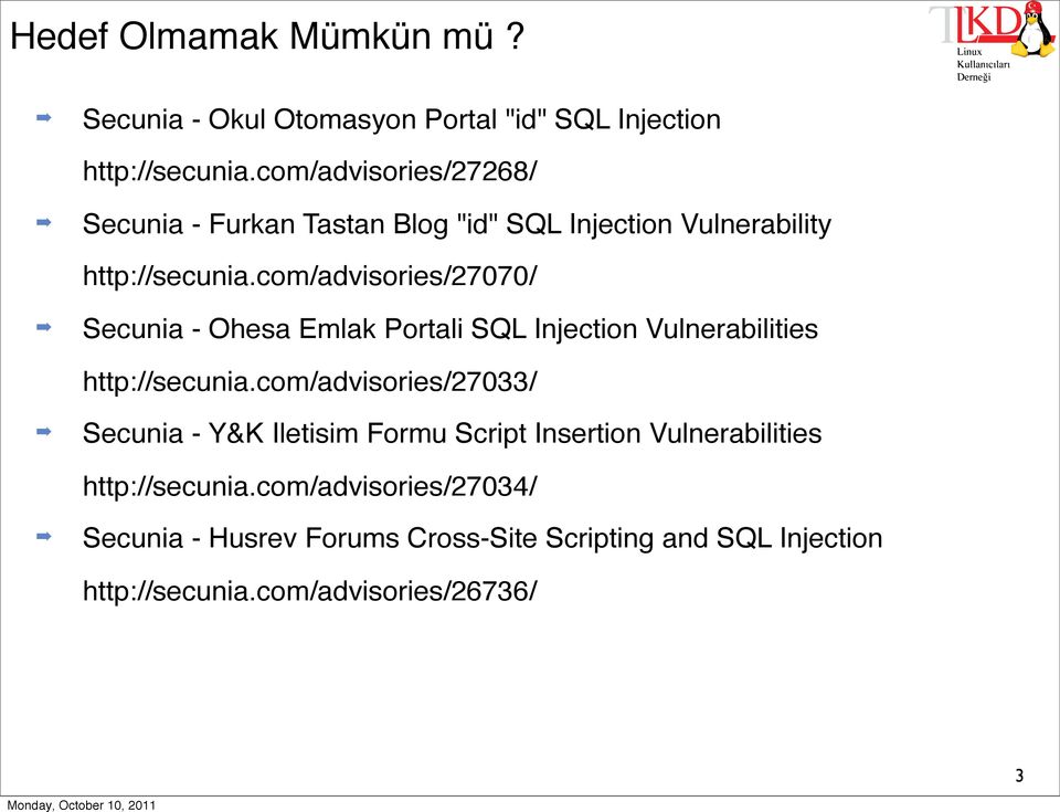 com/advisories/27070/ Secunia - Ohesa Emlak Portali SQL Injection Vulnerabilities http://secunia.