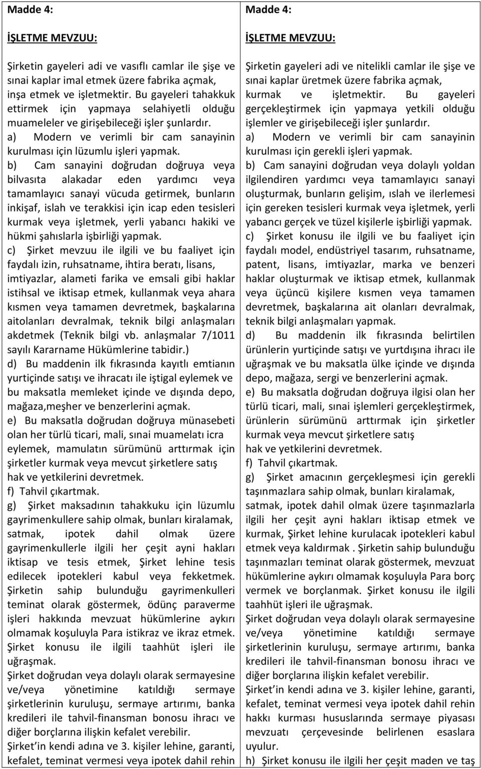 b) Cam sanayini doğrudan doğruya veya bilvasıta alakadar eden yardımcı veya tamamlayıcı sanayi vücuda getirmek, bunların inkişaf, islah ve terakkisi için icap eden tesisleri kurmak veya işletmek,