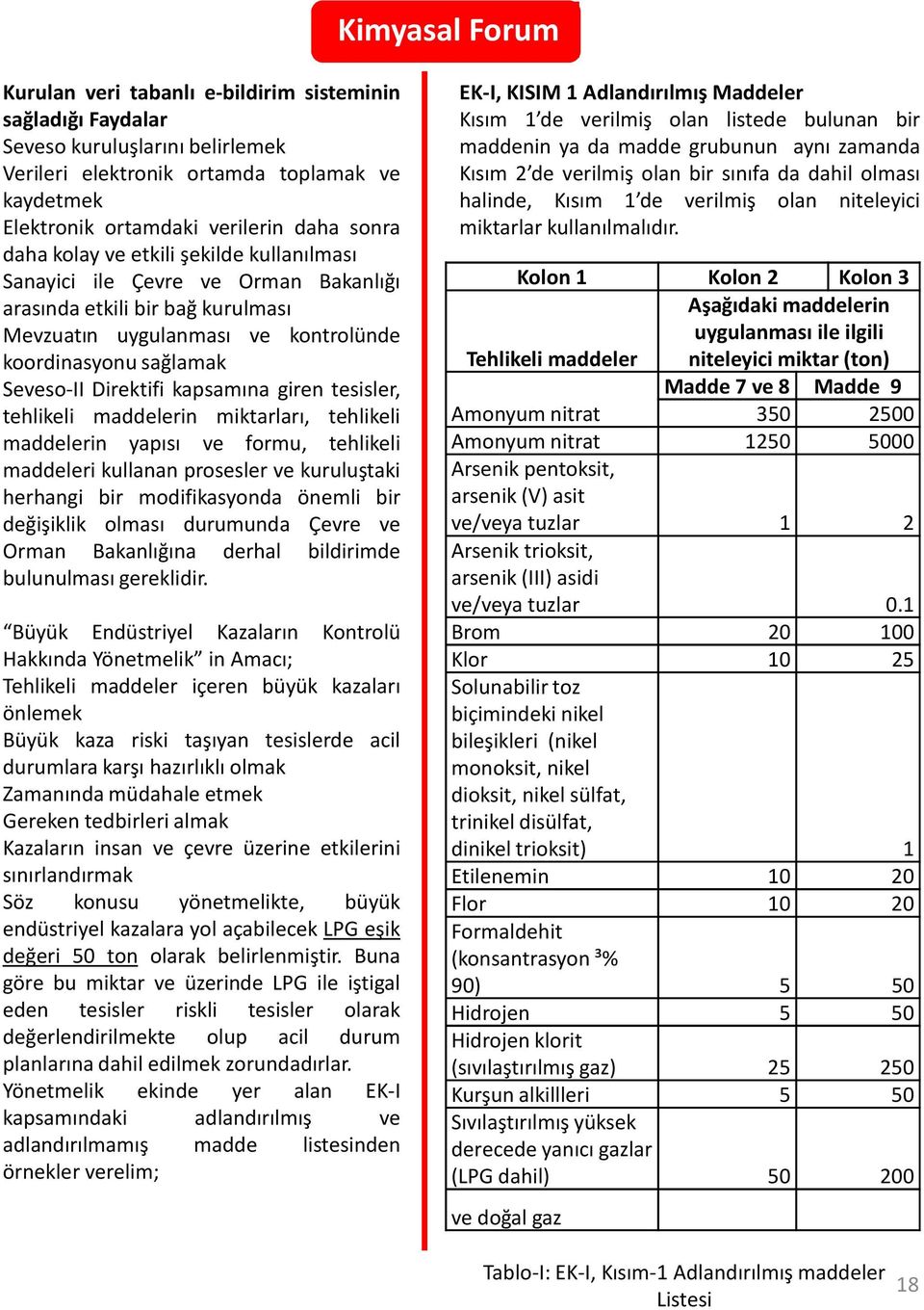 tesisler, tehlikeli maddelerin miktarları, tehlikeli maddelerin yapısı ve formu, tehlikeli maddeleri kullanan prosesler ve kuruluştaki herhangi bir modifikasyonda önemli bir değişiklik olması