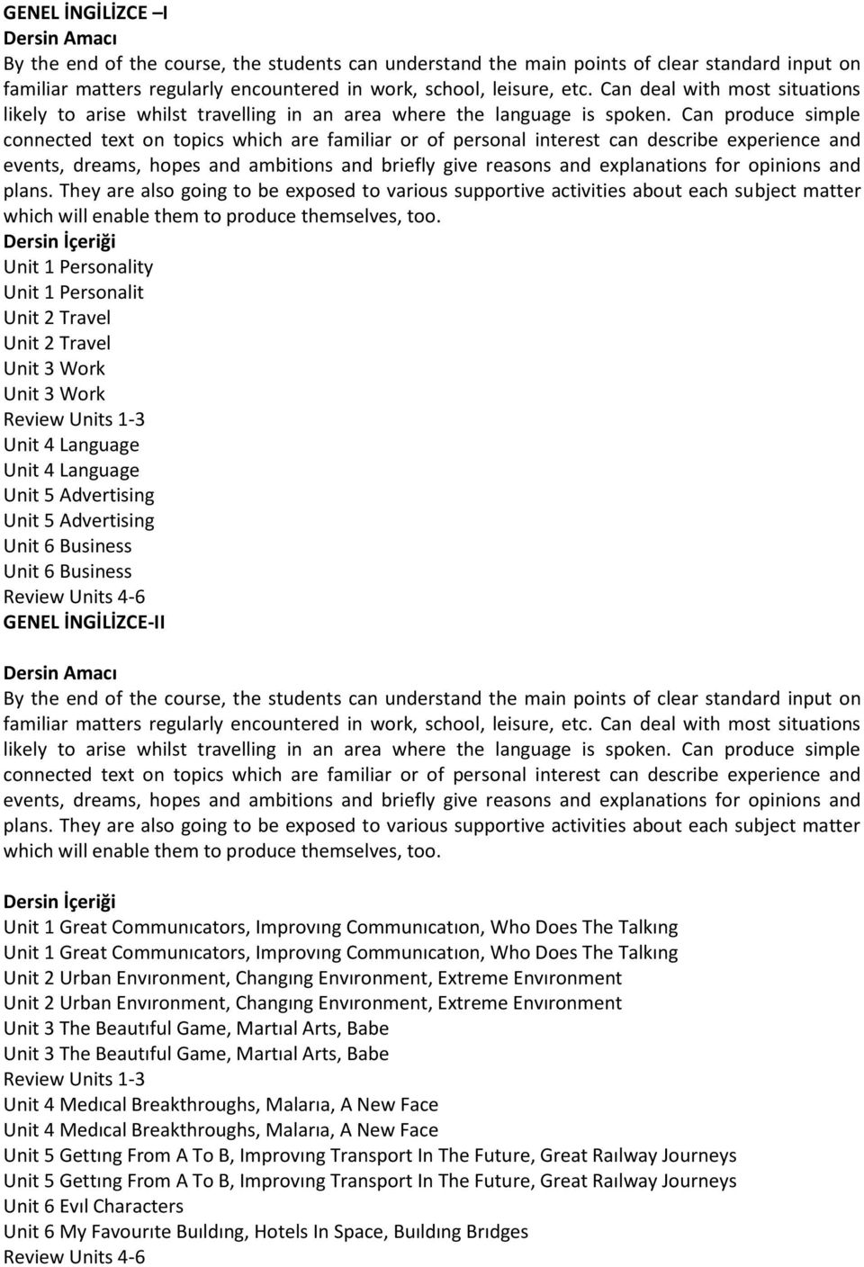 Can produce simple connected text on topics which are familiar or of personal interest can describe experience and events, dreams, hopes and ambitions and briefly give reasons and explanations for