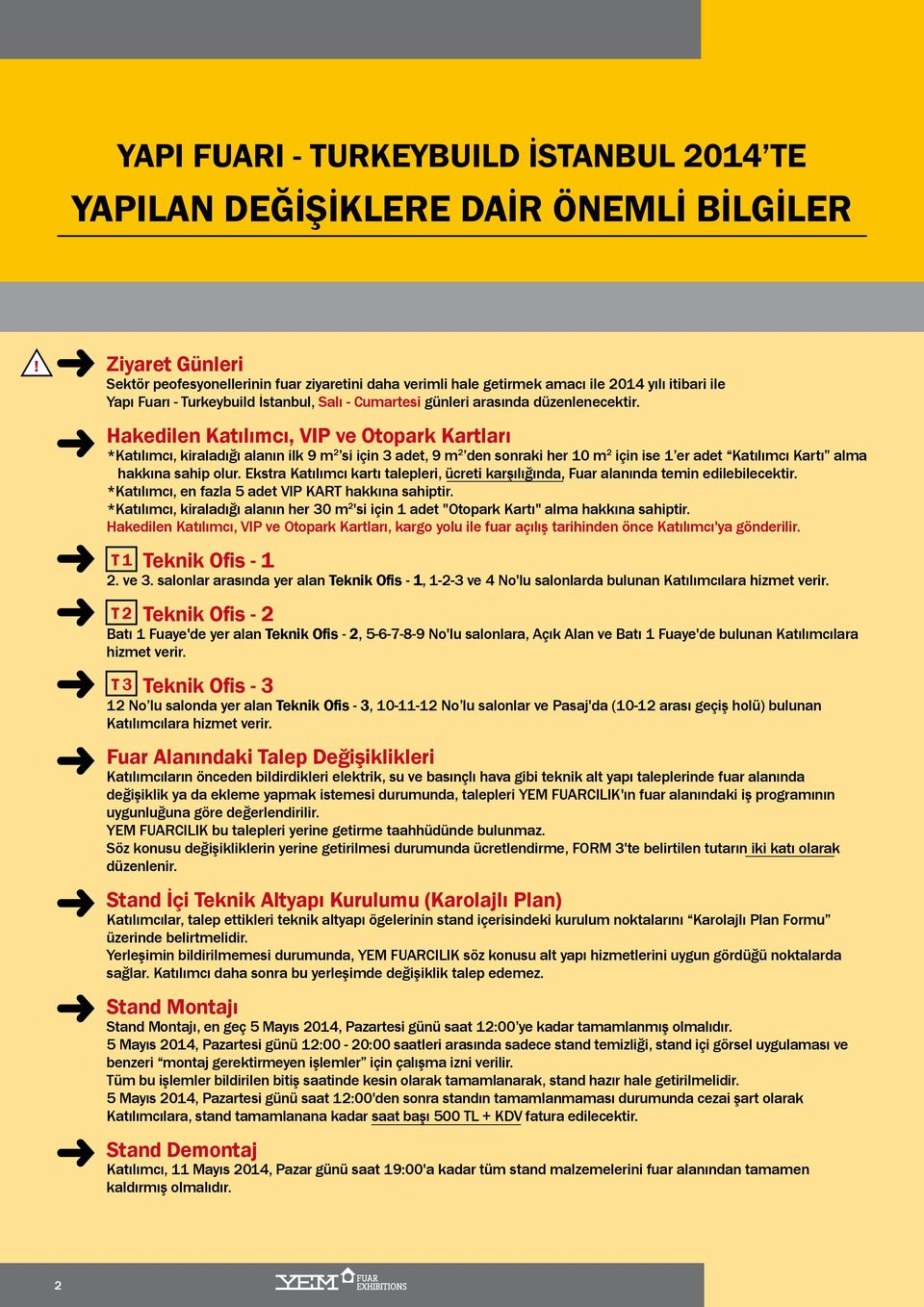 Hakedilen Katılımı, VIP ve Otopark Kartları *Katılımı, kiraladığı alanın ilk 9 m 2 si için 3 adet, 9 m 2 den sonraki her 10 m 2 için ise 1 er adet Katılımı Kartı alma hakkına sahip olur.