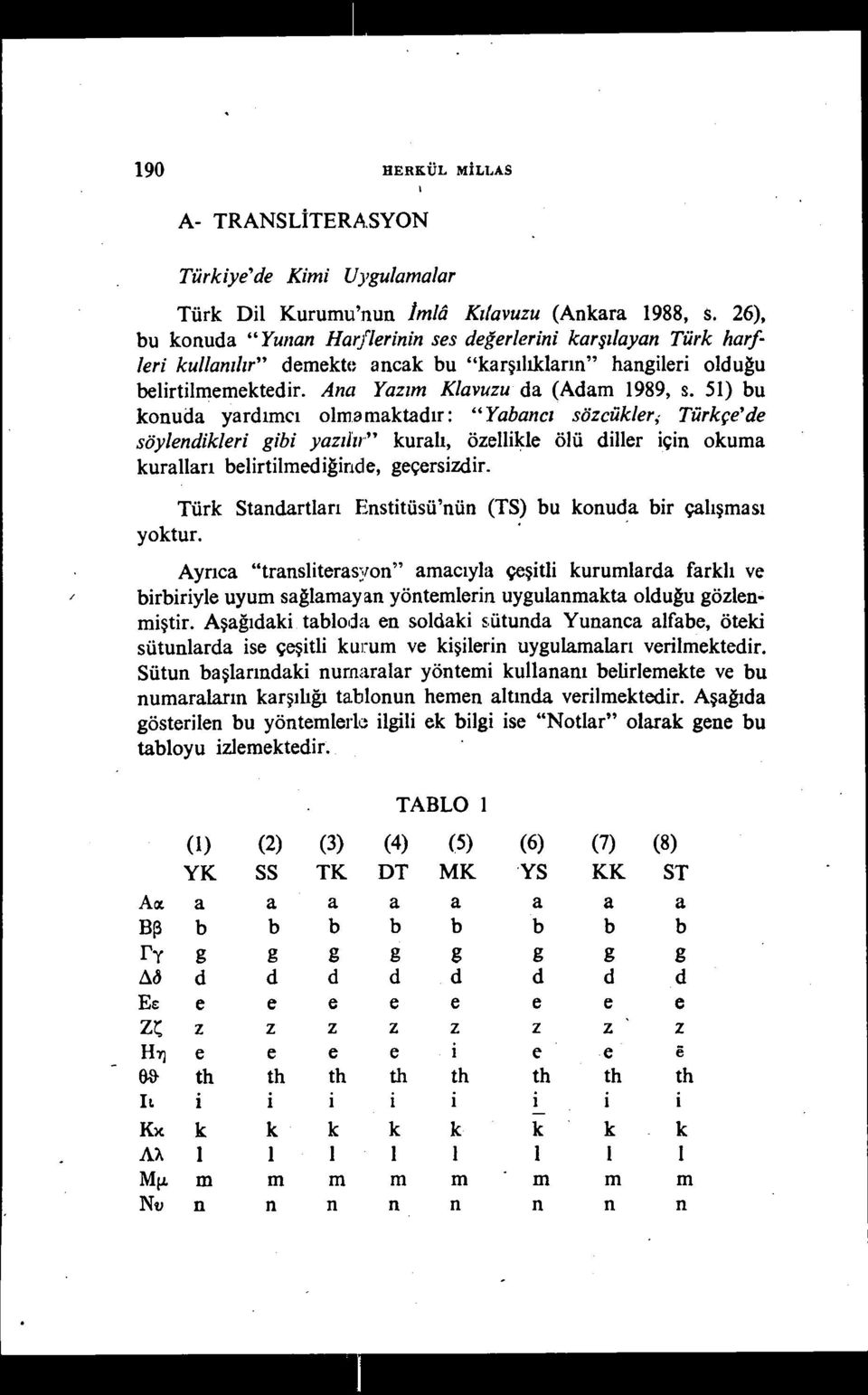 "karşılıkların" hangler olduğu belrtlmemektedr. Ana Yazım Klavuzu da (Adam 1989, s.