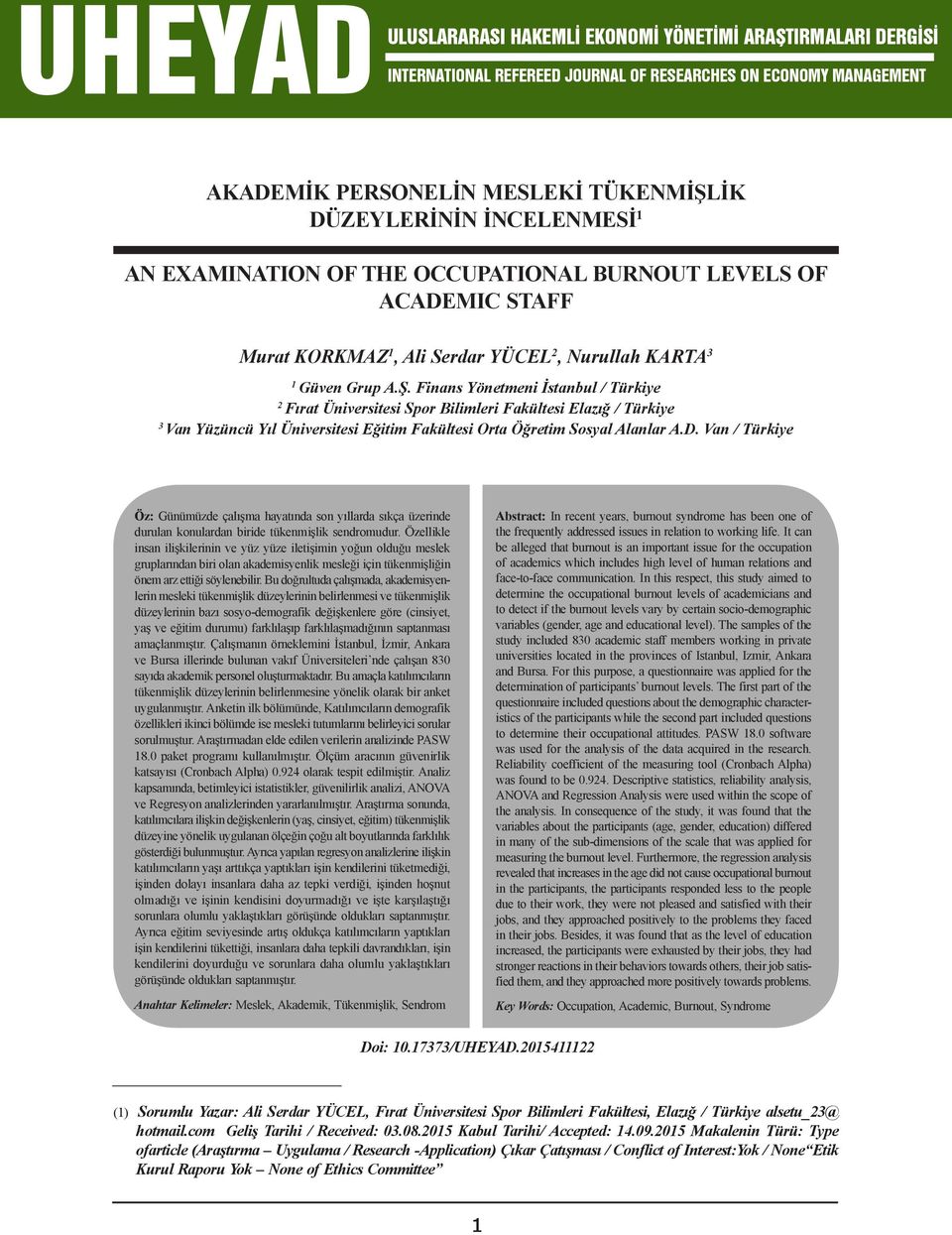 Türkiye 3 Van Yüzüncü Yıl Üniversitesi Eğitim Fakültesi Orta Öğretim Sosyal Alanlar A.D.