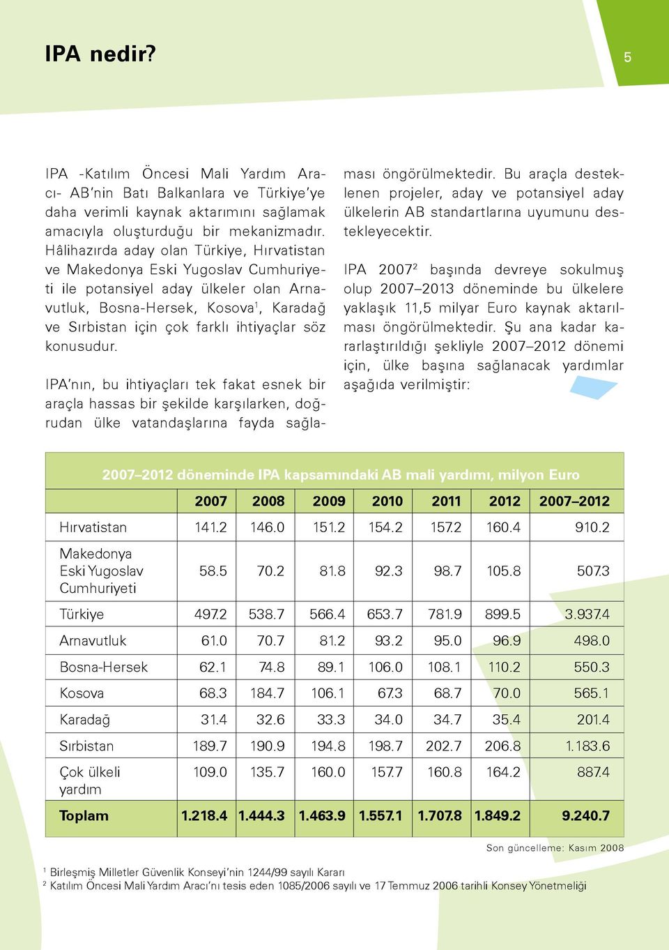 söz konusudur. IPA nın, bu ihtiyaçları tek fakat esnek bir araçla hassas bir şekilde karşılarken, doğrudan ülke vatandaşlarına fayda sağlaması öngörülmektedir.