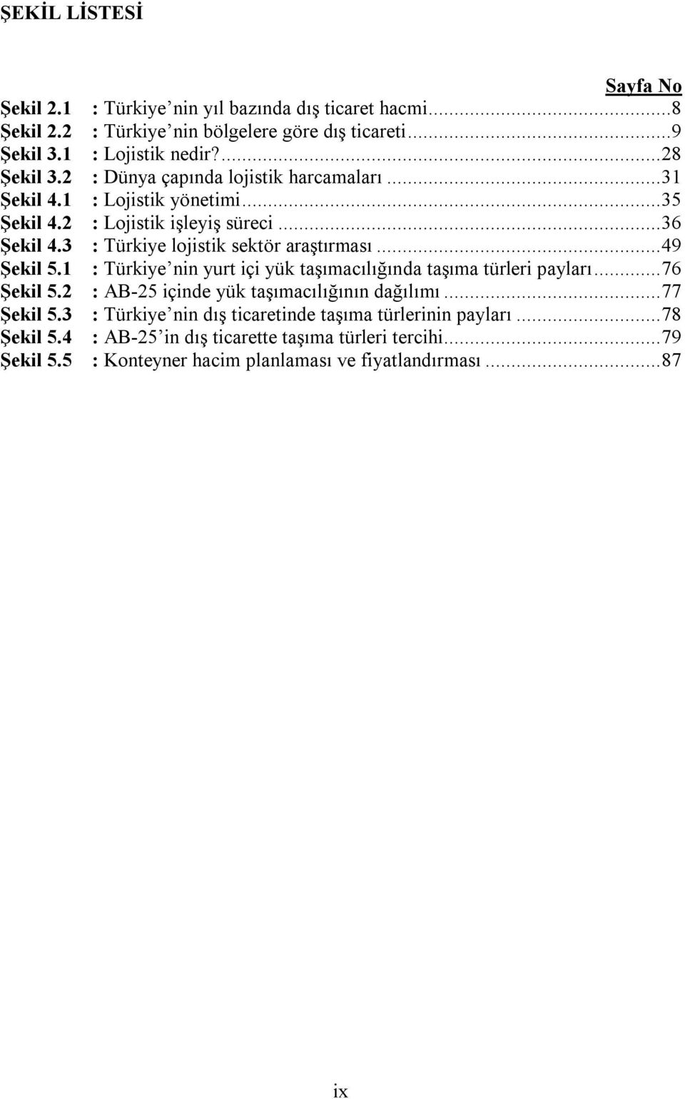 3 : Türkiye lojistik sektör araştırması...49 Şekil 5.1 : Türkiye nin yurt içi yük taşımacılığında taşıma türleri payları...76 Şekil 5.