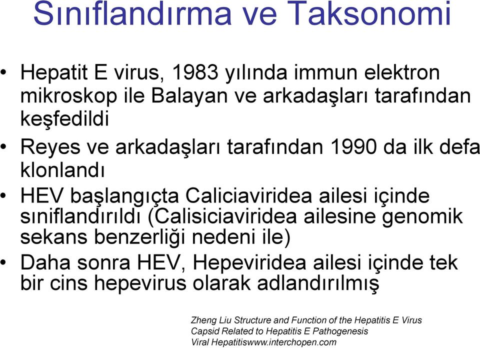 (Calisiciaviridea ailesine genomik sekans benzerliği nedeni ile) Daha sonra HEV, Hepeviridea ailesi içinde tek bir cins hepevirus