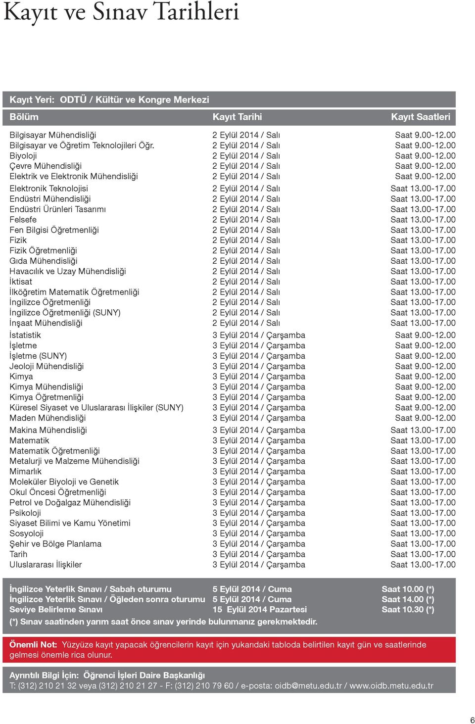 00-12.00 Elektronik Teknolojisi 2 Eylül 2014 / Salı Saat 13.00-17.00 Endüstri Mühendisliği 2 Eylül 2014 / Salı Saat 13.00-17.00 Endüstri Ürünleri Tasarımı 2 Eylül 2014 / Salı Saat 13.00-17.00 Felsefe 2 Eylül 2014 / Salı Saat 13.