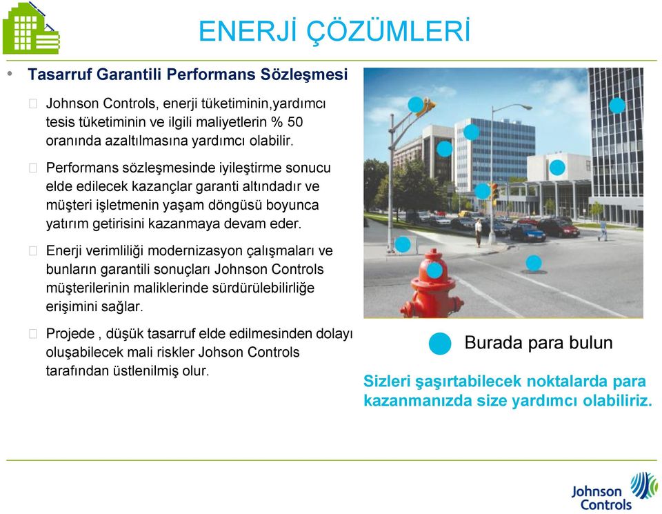 Enerji verimliliği modernizasyon çalışmaları ve bunların garantili sonuçları Johnson Controls müşterilerinin maliklerinde sürdürülebilirliğe erişimini sağlar.