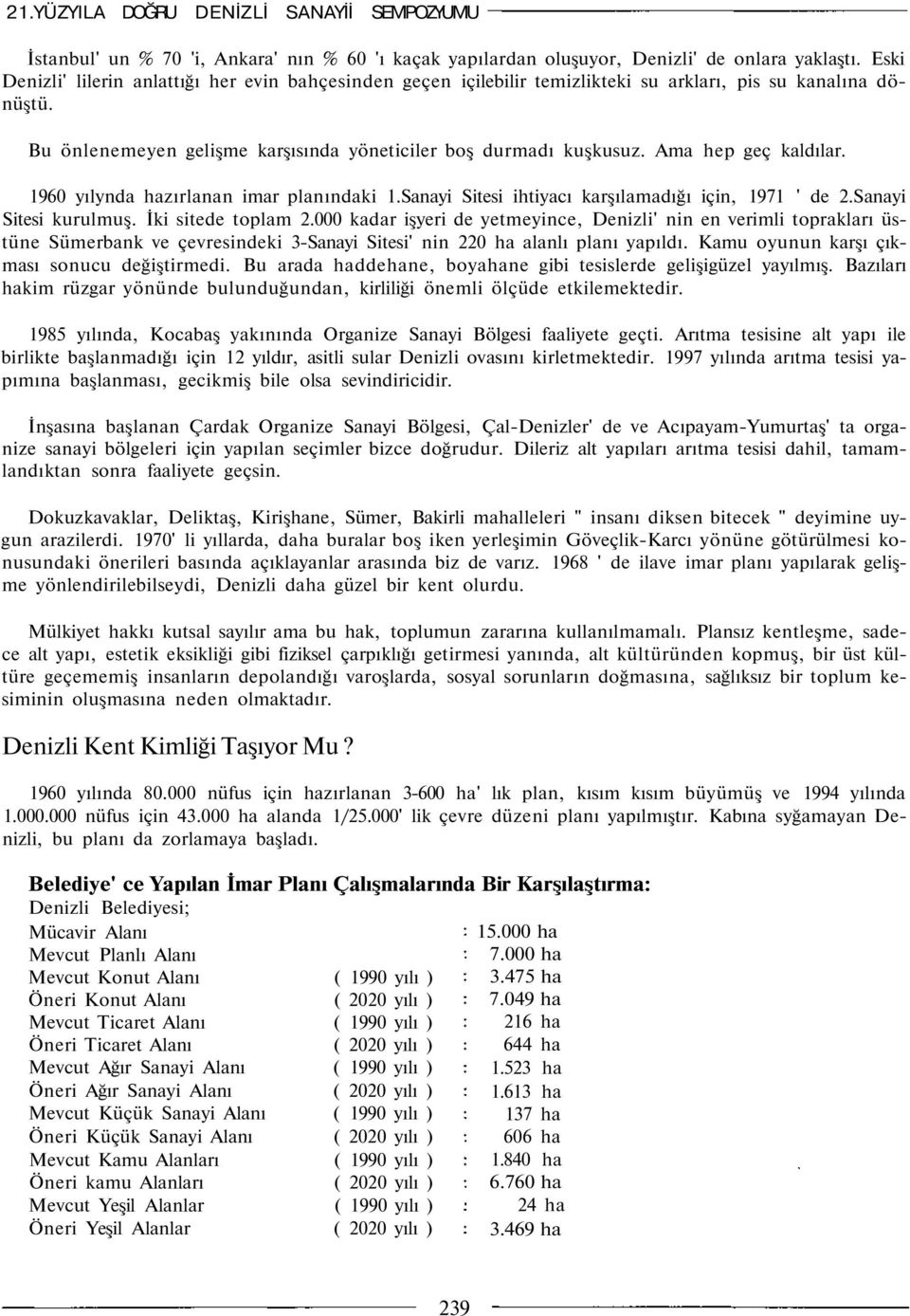 Ama hep geç kaldılar. 1960 yılynda hazırlanan imar planındaki 1.Sanayi Sitesi ihtiyacı karşılamadığı için, 1971 ' de 2.Sanayi Sitesi kurulmuş. İki sitede toplam 2.