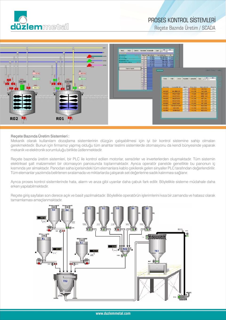 eçete bazında üretim sistemleri, bir PLC ile kontrol edilen motorlar, sensörler ve inverterlerden oluşmaktadır. Tüm sistemin elektriksel şalt malzemeleri bir otomasyon panosunda toplanmaktadır.