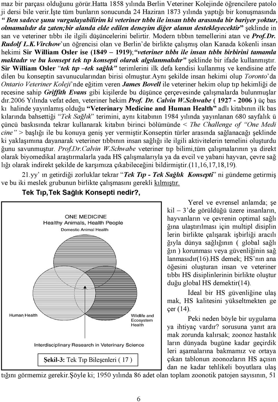 alanda elde edilen deneyim diğer alanın destekleyecektir şeklinde in san ve veteriner tıbbı ile ilgili düşüncelerini belirtir. Modern tıbbın temellerini atan ve Prof.Dr. Rudolf L.K.