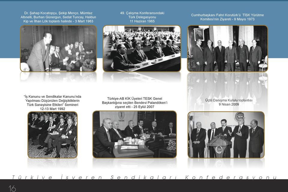 Sendikalar Kanunu nda Yapılması Düşünülen Değişikliklerin Türk Sanayisine Etkileri Semineri 12-13 Mart 1992 Türkiye-AB KİK Üyeleri TESK Genel Başkanlığına