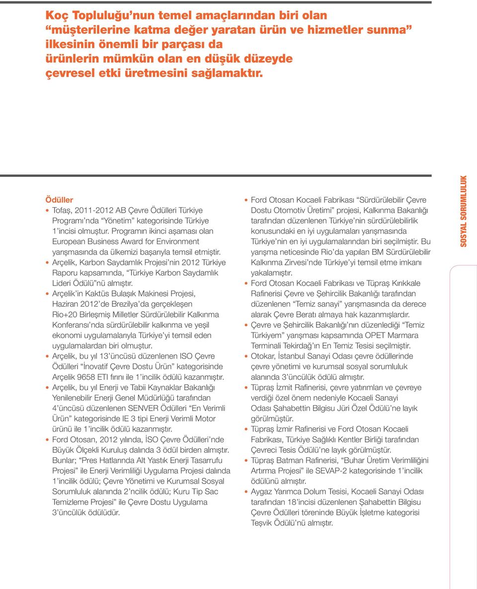 Programın ikinci aşaması olan European Business Award for Environment yarışmasında da ülkemizi başarıyla temsil etmiştir.