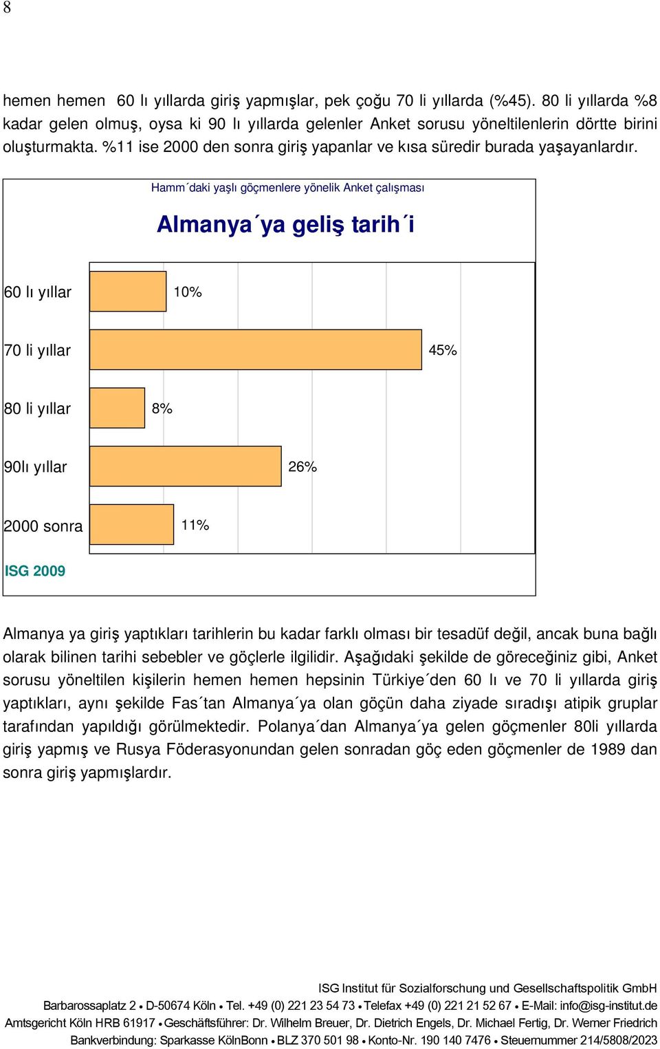 %11 ise 2000 den sonra giriş yapanlar ve kısa süredir burada yaşayanlardır.