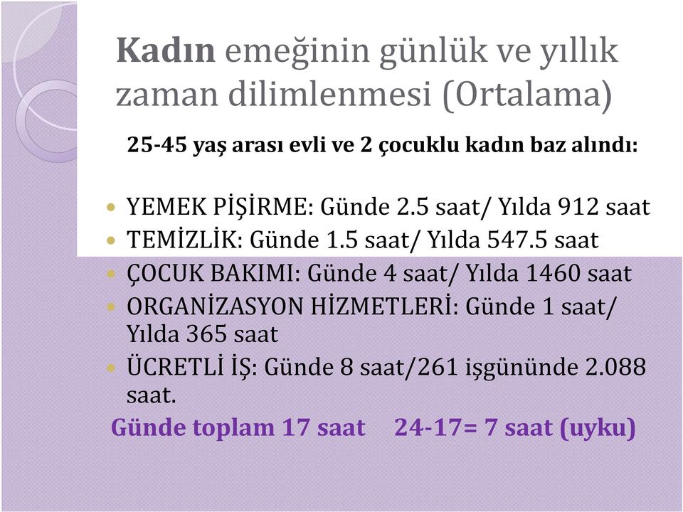 5 saat/ Yılda 547.