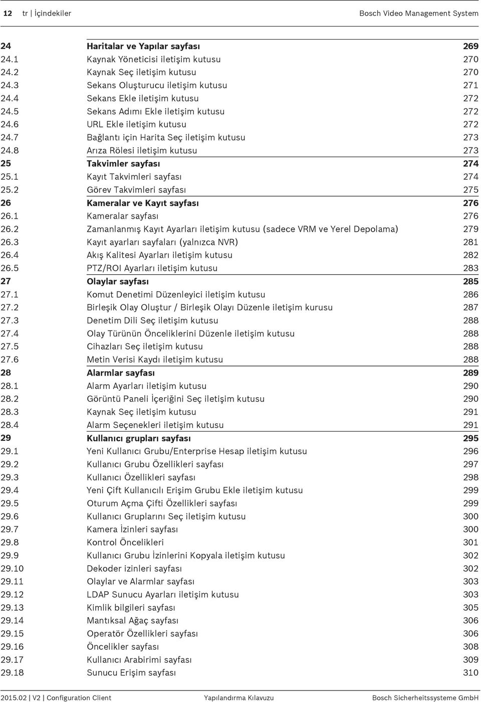 7 Bağlantı için Harita Seç iletişim kutusu 273 24.8 Arıza Rölesi iletişim kutusu 273 25 Takvimler sayfası 274 25.1 Kayıt Takvimleri sayfası 274 25.