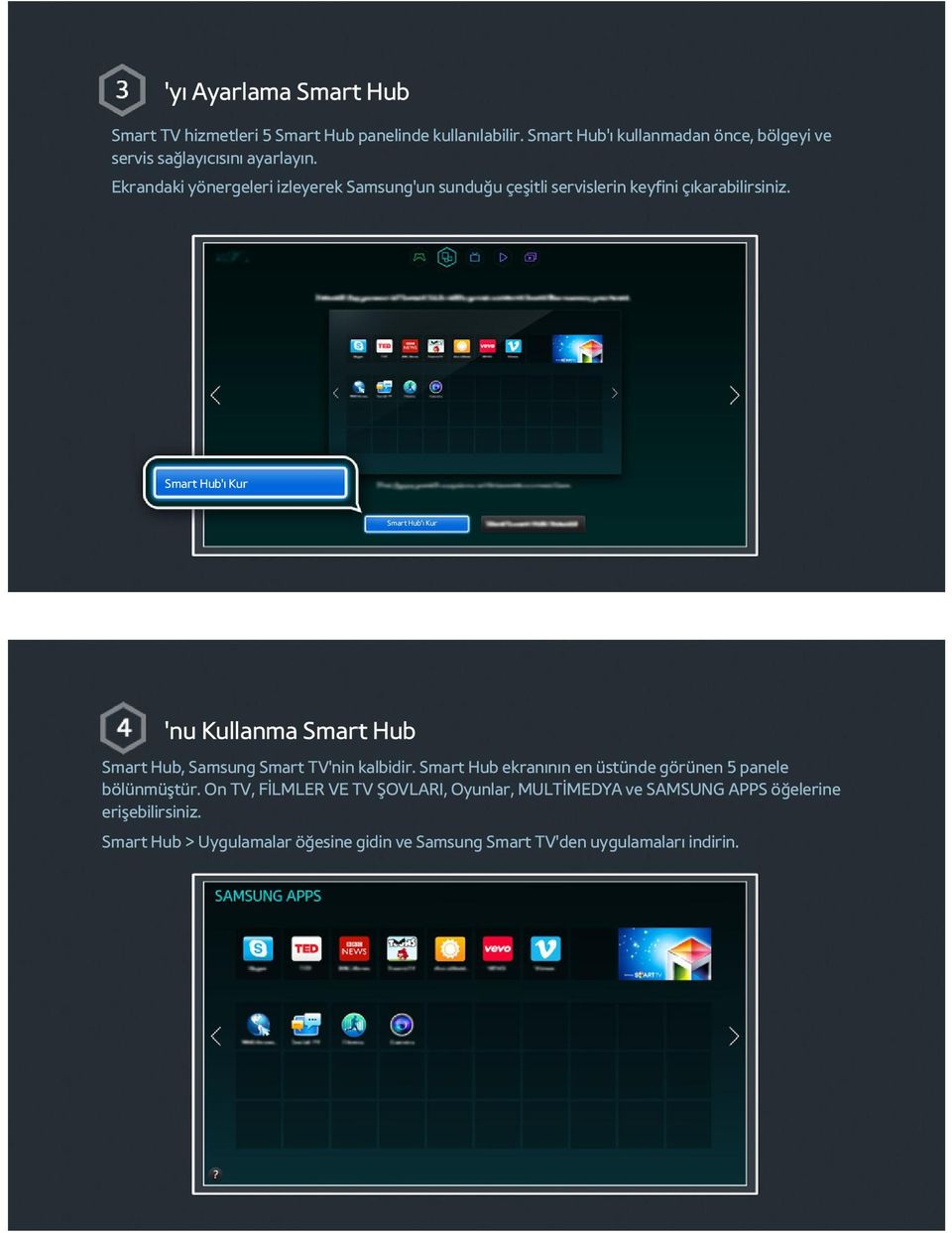 Ekrandaki yönergeleri izleyerek Samsung'un sunduğu çeşitli servislerin keyfini çıkarabilirsiniz.