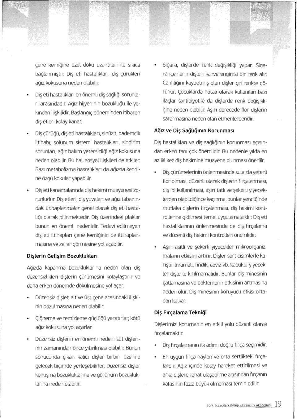 Diş çürüğü, diş eti hastalıkları, sinüzit, bademcik iltihabı, solunum sistemi hastalıkları, sindirim sorunları, ağız bakım yetersizliği ağız kokusuna neden olabilir.