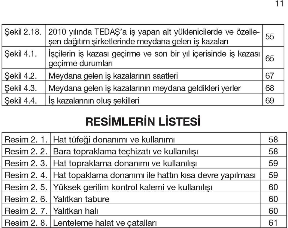 1. Hat tüfeği donanımı ve kullanımı 58 Resim 2. 2. Bara topraklama teçhizatı ve kullanılışı 58 Resim 2. 3. Hat topraklama donanımı ve kullanılışı 59 Resim 2. 4.