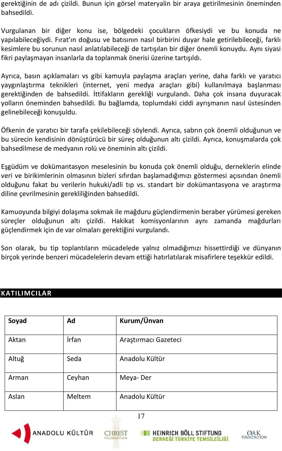 Fırat ın doğusu ve batısının nasıl birbirini duyar hale getirilebileceği, farklı kesimlere bu sorunun nasıl anlatılabileceği de tartışılan bir diğer önemli konuydu.