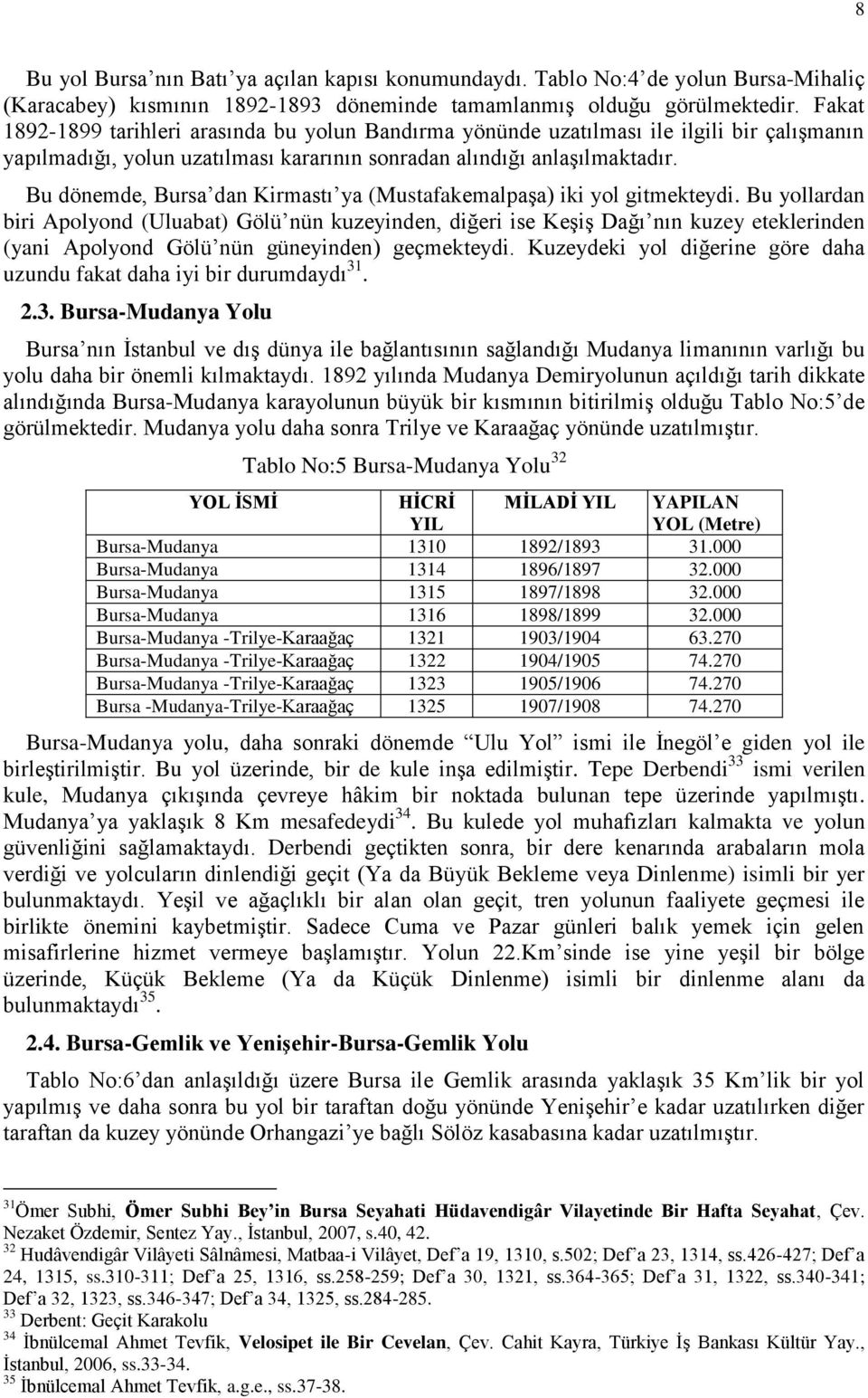 Bu dönemde, Bursa dan Kirmastı ya (MustafakemalpaĢa) iki yol gitmekteydi.