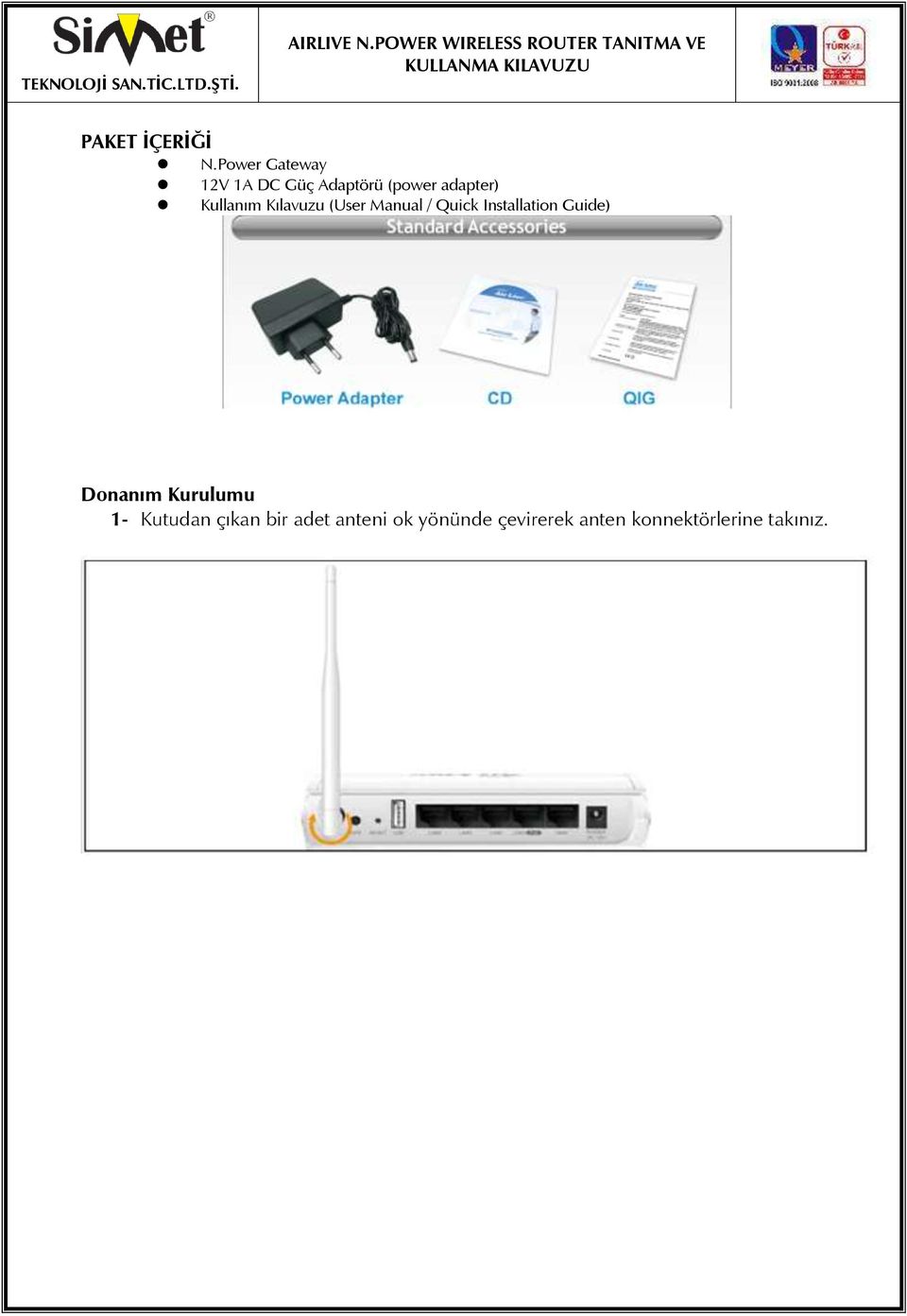 Kullanım Kılavuzu (User Manual / Quick Installation