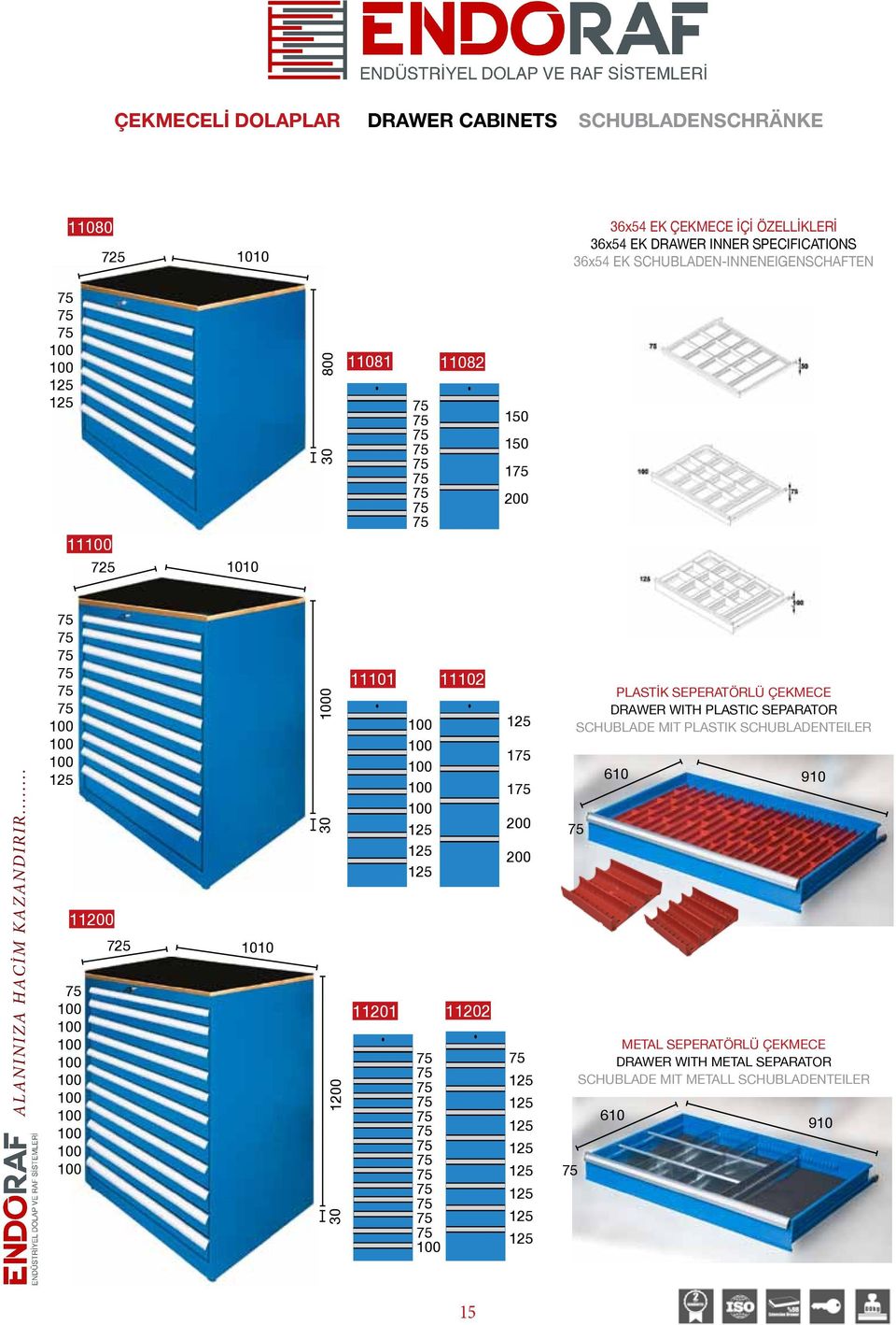 0 1 11101 11102 11201 11202 1 1 PLASTİK SEPERATÖRLÜ ÇEKMECE DRAWER WITH PLASTIC SEPARATOR SCHUBLADE MIT PLASTIK