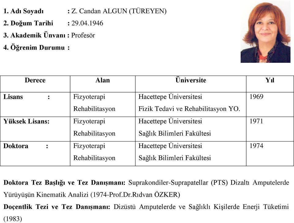 Üniversitesi Fizik Tedavi ve Rehabilitasyon YO.