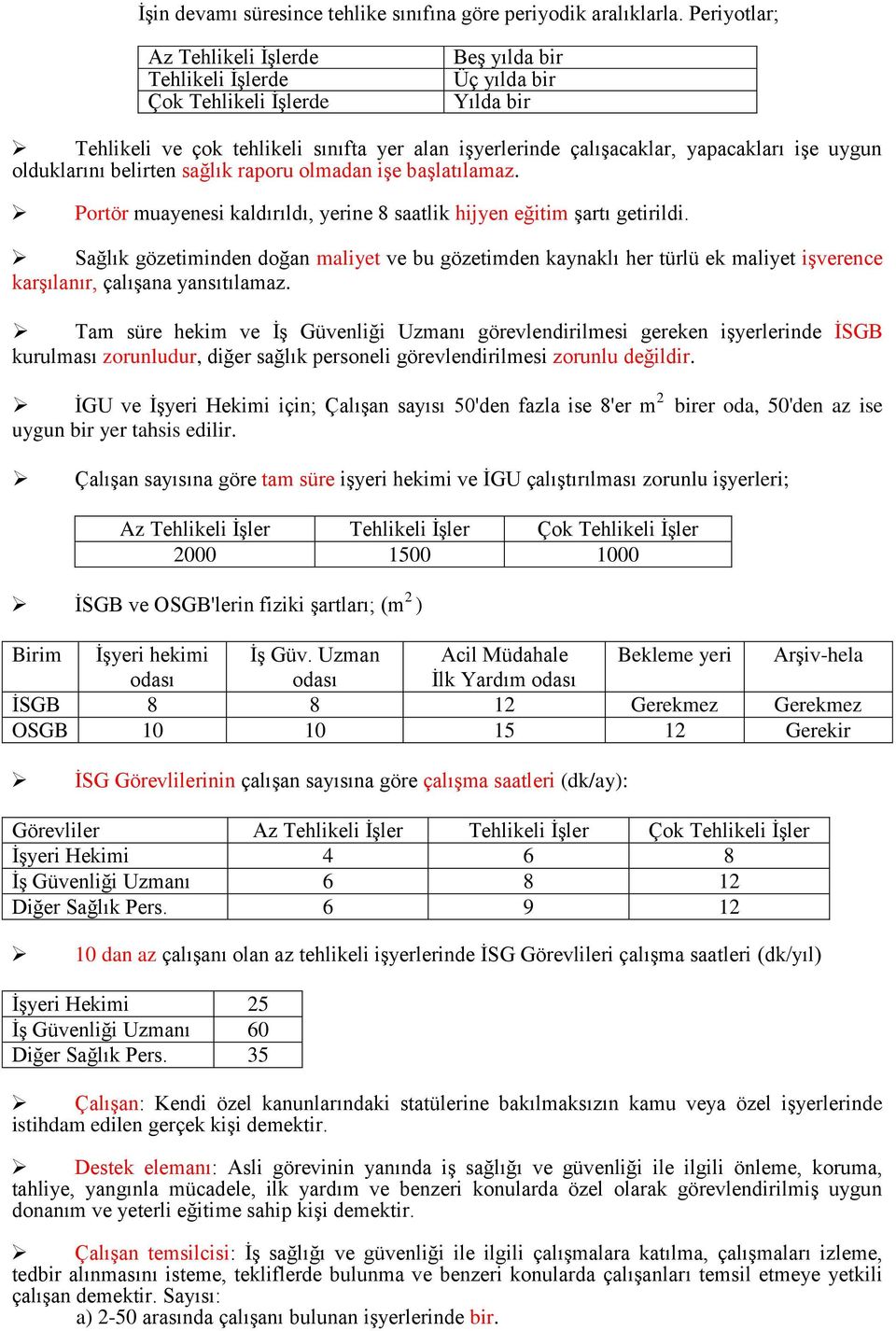 uygun olduklarını belirten sağlık raporu olmadan işe başlatılamaz. Portör muayenesi kaldırıldı, yerine 8 saatlik hijyen eğitim şartı getirildi.