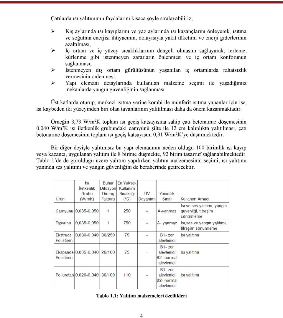 sağlanması, İstenmeyen dış ortam gürültüsünün yaşanılan iç ortamlarda rahatsızlık vermesinin önlenmesi, Yapı elemanı detaylarında kullanılan malzeme seçimi ile yaşadığımız mekanlarda yangın