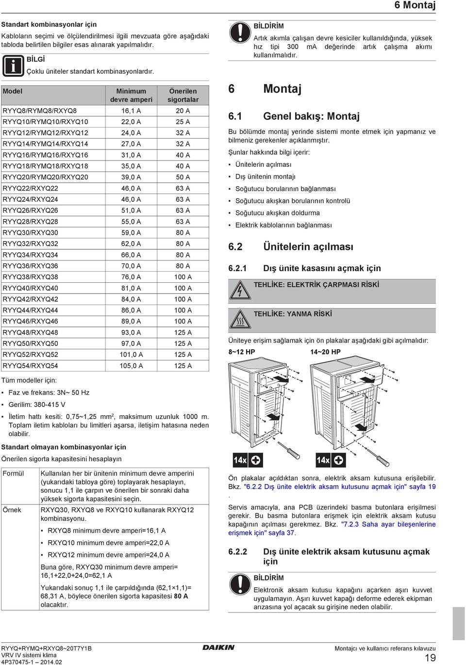 RYYQ18/RYMQ18/RXYQ18 35,0 A 40 A RYYQ20/RYMQ20/RXYQ20 39,0 A 50 A RYYQ22/RXYQ22 46,0 A 63 A RYYQ24/RXYQ24 46,0 A 63 A RYYQ26/RXYQ26 51,0 A 63 A RYYQ28/RXYQ28 55,0 A 63 A RYYQ30/RXYQ30 59,0 A 80 A