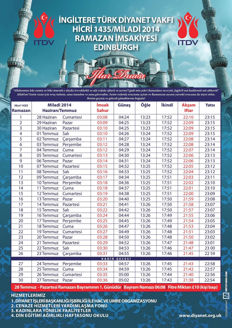 23:14 8 05 Temmuz Cumartesi 03:13 04:30 13:24 17:52 22:06 23:13 9 06 Temmuz Pazar 03:14 04:31 13:24 17:52 22:06 23:13 10 07 Temmuz Pazartesi 03:15 04:32 13:25 17:52 22:05 23:12 11 08 Temmuz Salı