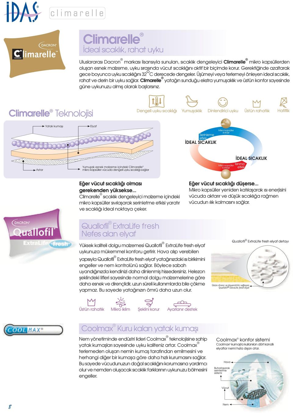 Climarelle yata n sundu u ekstra yumuflakl k ve üstün konfor sayesinde güne uykunuzu alm fl olarak bafllars n z.