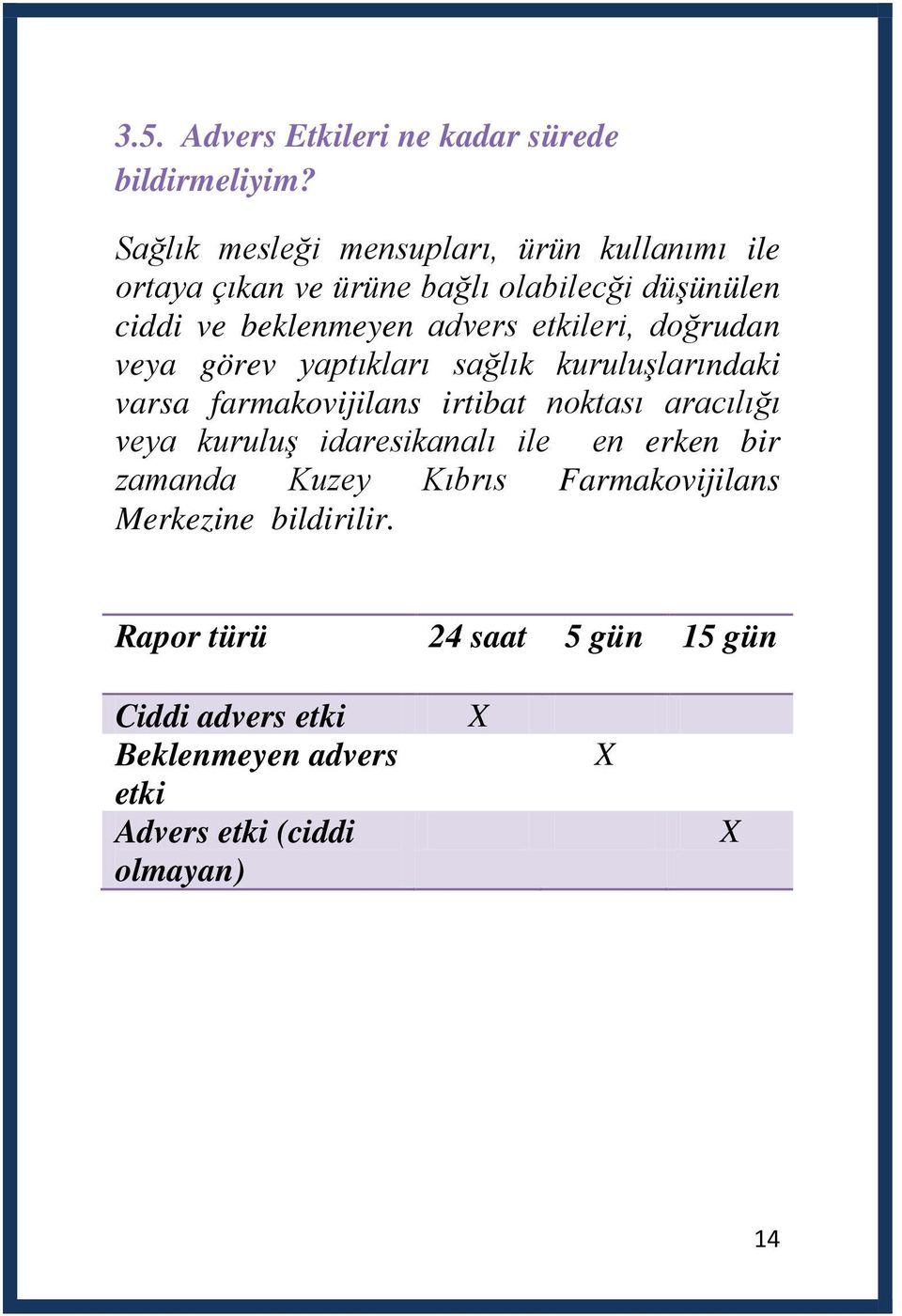 etkileri, doğrudan veya görev yaptıkları sağlık kuruluşlarındaki varsa farmakovijilans irtibat noktası aracılığı veya kuruluş