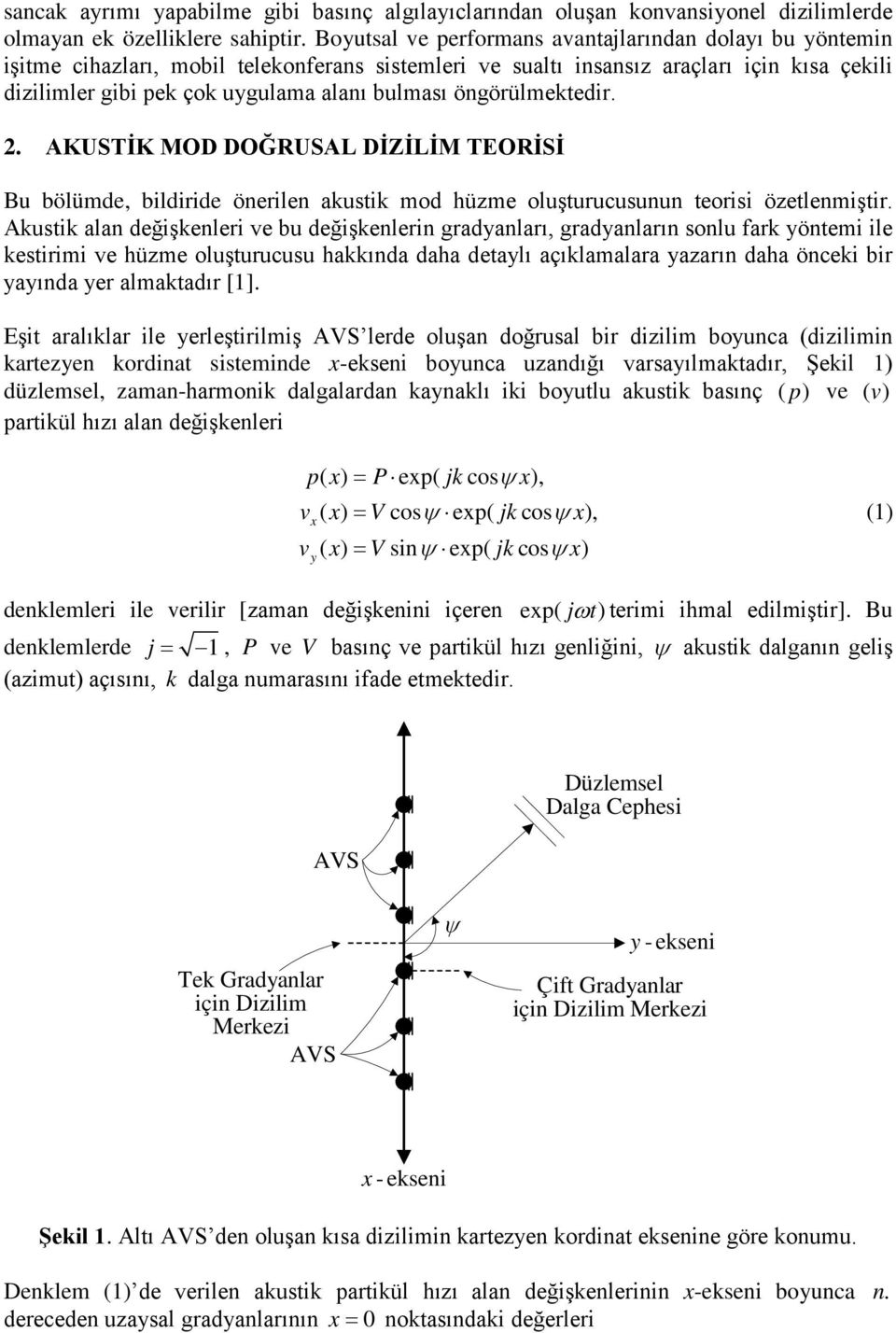 ögörülmektedir. 2. AKUSTİK MOD DOĞRUSAL DİZİLİM TEORİSİ Bu bölümde, bildiride öerile akustik mod hüzme oluşturucusuu teorisi özetlemiştir.