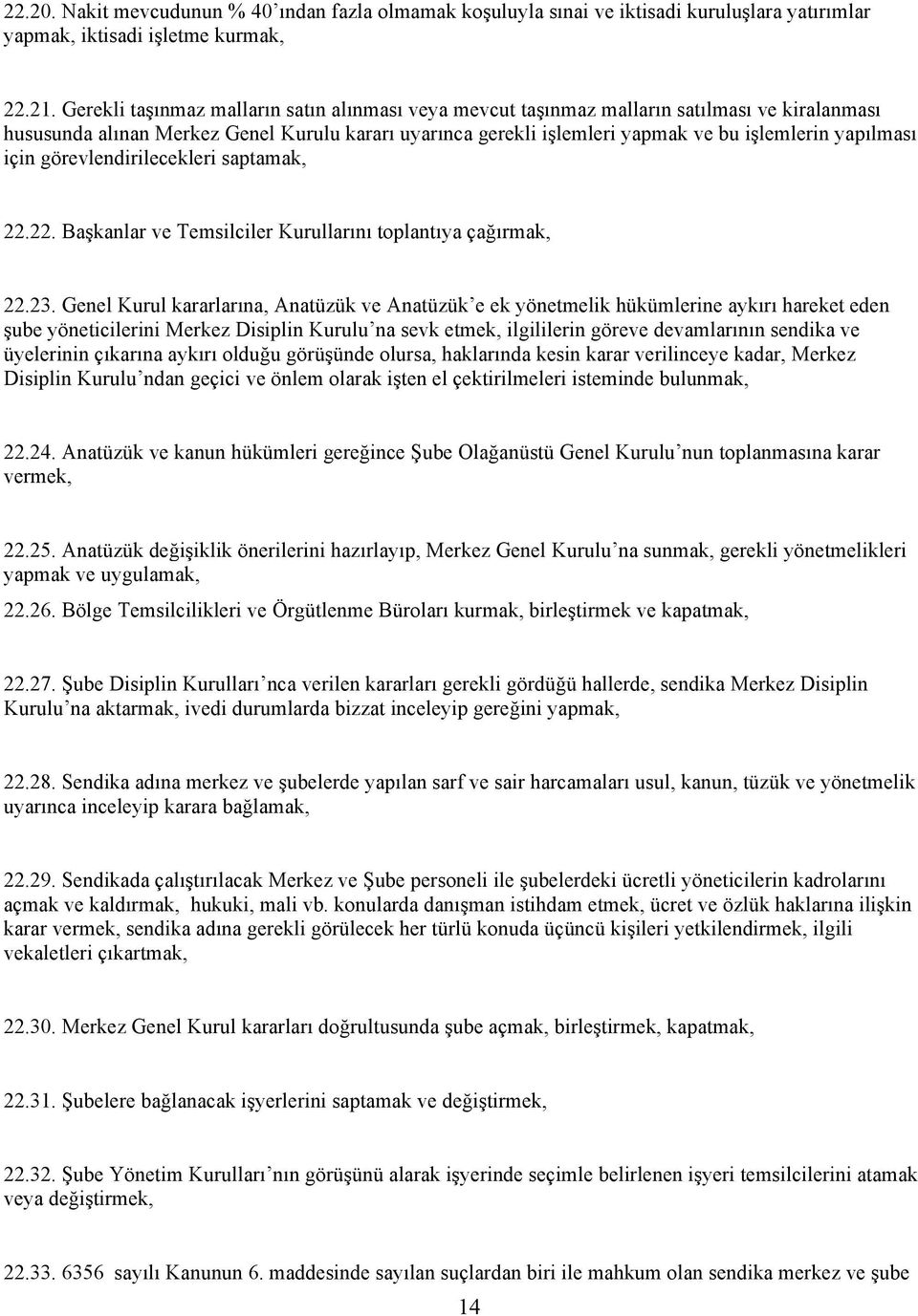 yapılması için görevlendirilecekleri saptamak, 22.22. Başkanlar ve Temsilciler Kurullarını toplantıya çağırmak, 22.23.