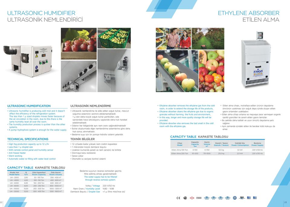 The humidity production process is quicker than the other systems. A pump-hydrophore system is enough for the water supply.