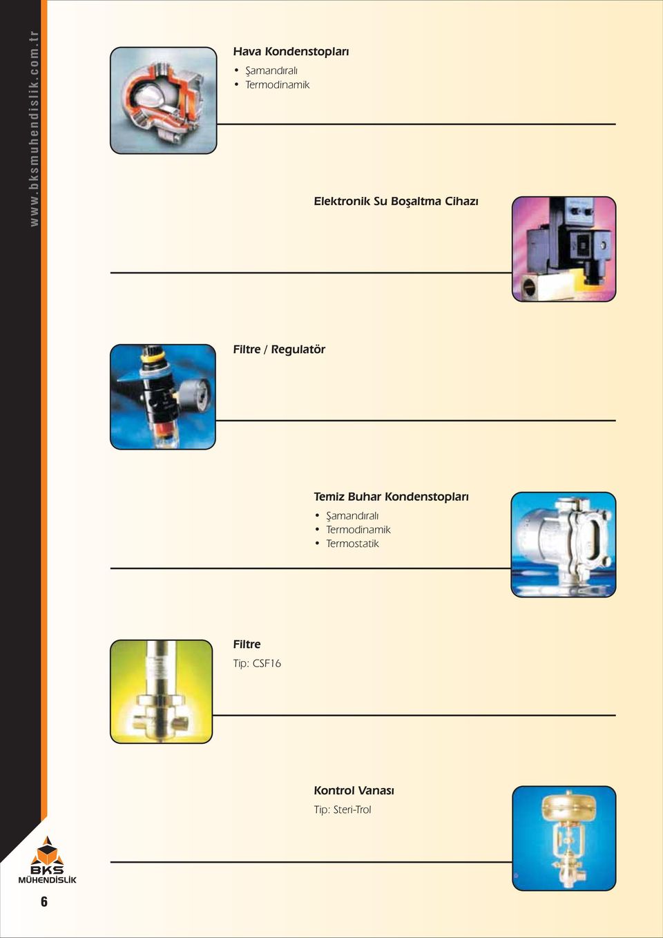 Su Boşaltma Cihazı Filtre / Regulatör Temiz Buhar